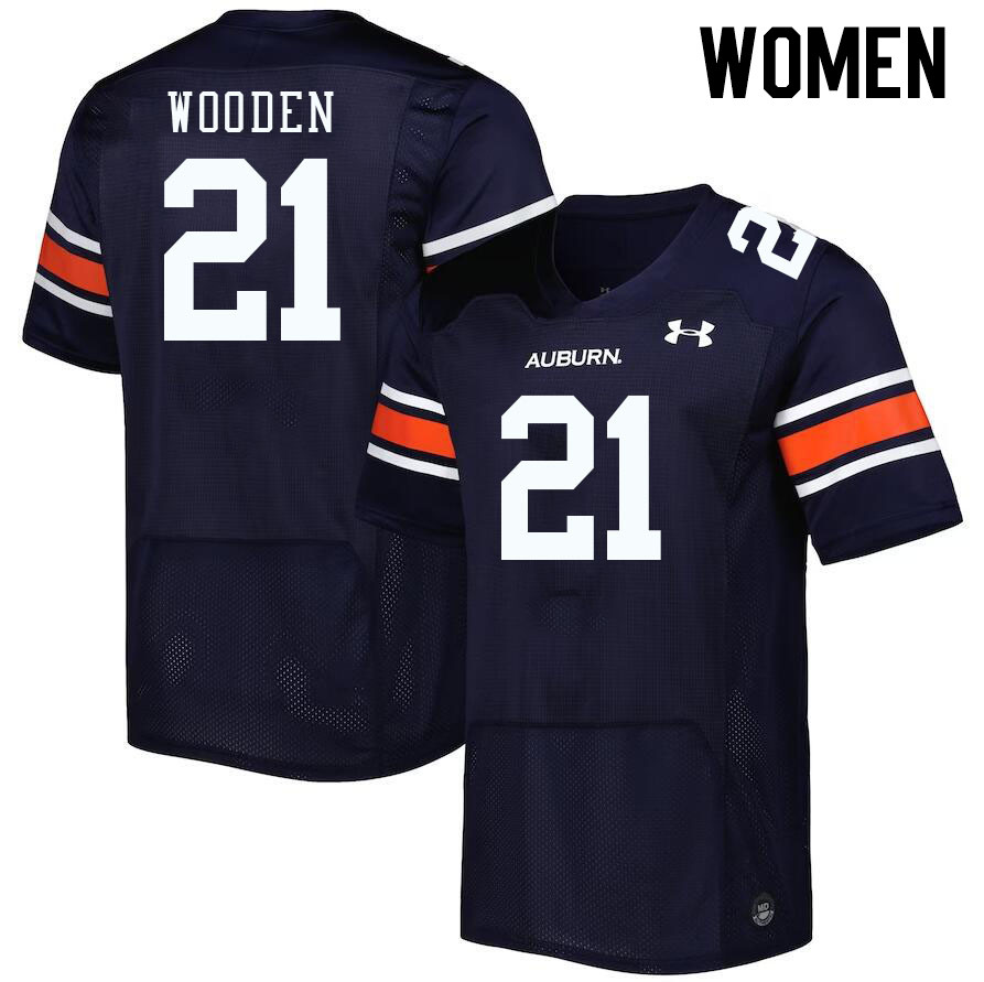 Women's Auburn Tigers #21 Caleb Wooden Navy 2023 College Stitched Football Jersey